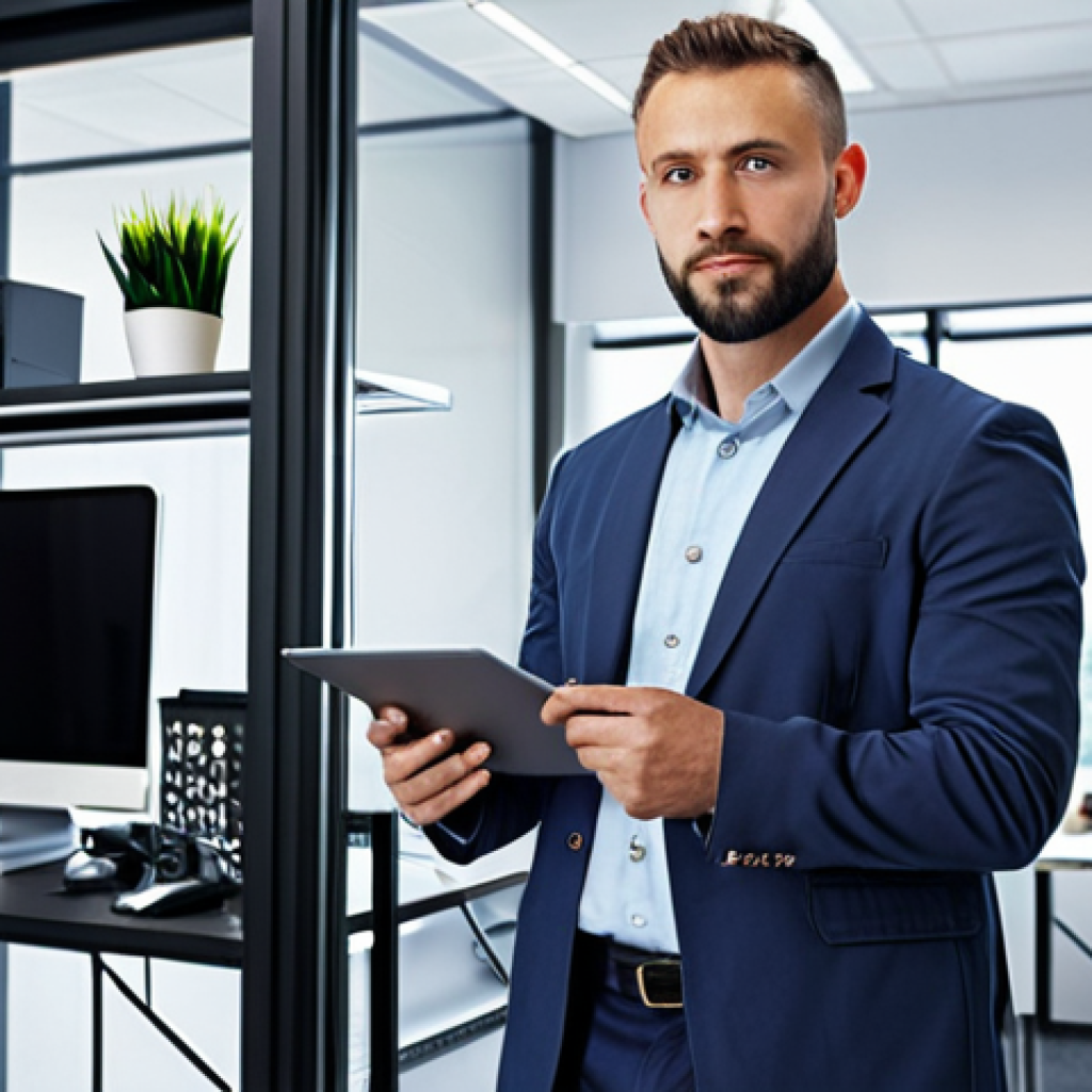 ** A confident electronics technician or engineer standing in a modern office, highlighting their strengths and achievements. The scene should convey professionalism and value in the workplace.

**
