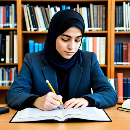 Home 9 **
"A student, fully clothed in modest attire, studying "أساسيات الإلكترونيات" by David Bell at a desk in a modern library, surrounded by textbooks, safe for work, appropriate content, perfect anatomy, natural proportions, professional, family-friendly, high resolution, detailed illustration."
**