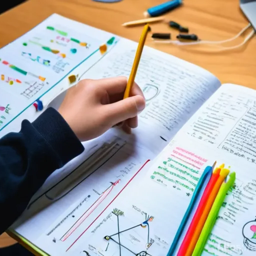 전자기술사 필기시험 마무리 학습 팁 - **Prompt 1: Focused Study with Mind Maps**
"A wide shot of a neatly organized study desk in a br...