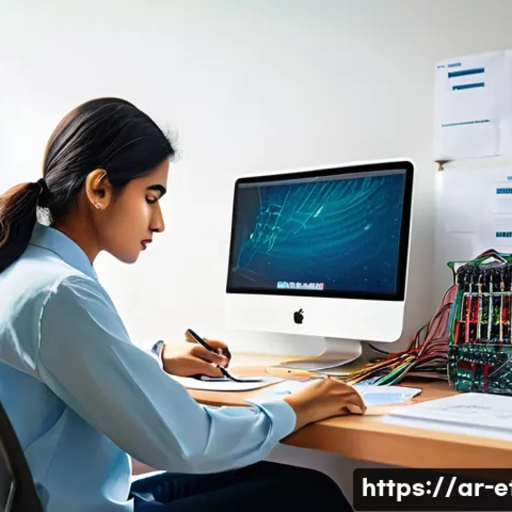 전자기술사 시험 준비 일정 관리 - **Prompt:** A young, focused Arab student, either male or female, diligently studying electronics at...