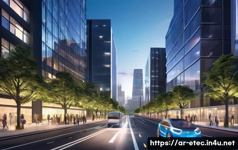 전자기술사와 관련된 최신 이슈 - **Prompt:** A futuristic, bustling cityscape at dawn, showcasing a seamlessly integrated smart grid....