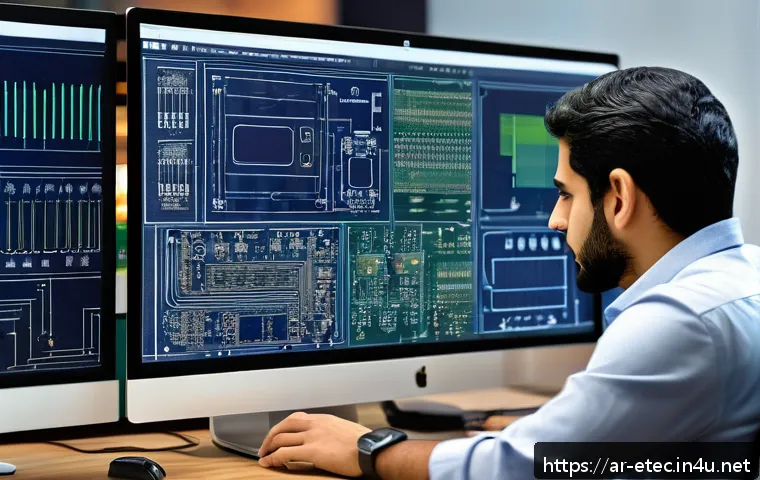 전자기술사와 관련된 소프트웨어 활용법 - A detailed workspace of an Arab electronics engineer designing complex PCB circuits using Altium Des...