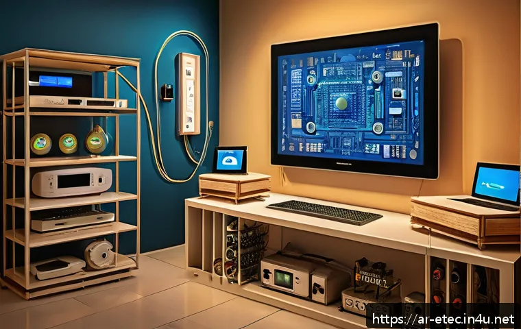 전자기술사와 전자기파 이론 이해 - A detailed cutaway illustration of a modern smart home environment in a Middle Eastern setting, show...